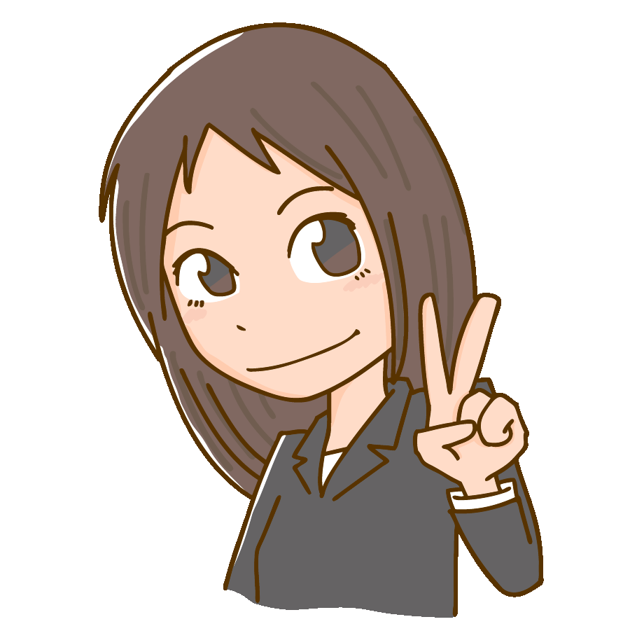ピースサインする女性のイラスト