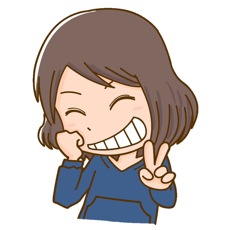 イヒヒとピースサインする女の子のイラスト