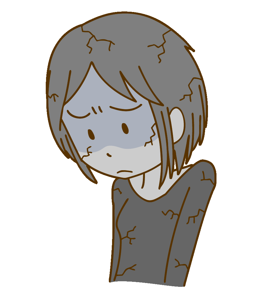 ガッカリして落ち込む女性（ヒビが入る）