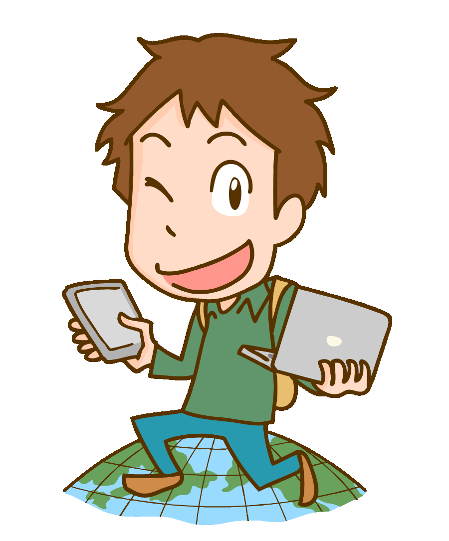 ノマドワーカーな男性（グローバル）