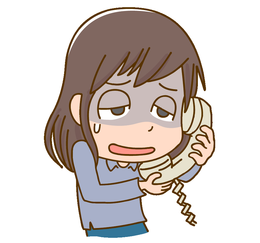 悩み相談に電話する女性のイラスト